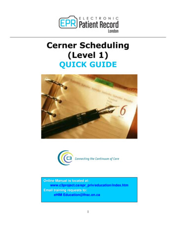 Cerner Scheduling (Level 1) - LHSC