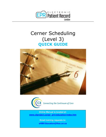 Cerner Scheduling (Level 3) - LHSC