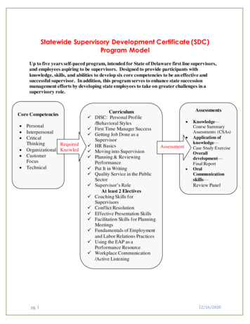 Statewide Supervisory Development Certificate (SDC .