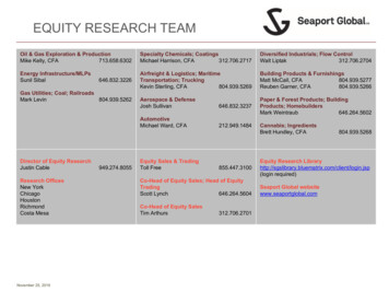 EQUITY RESEARCH TEAM - Seaport Global