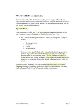 Overview Of Software Applications - Dalhousie University