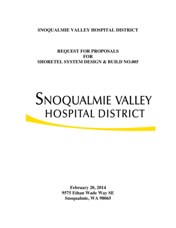 SNOQUALMIE VALLEY HOSPITAL DISTRICT REQUEST FOR 