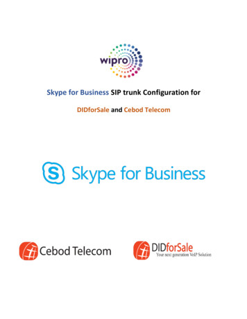 Skype For Business Server - SIP Trunk Configuration