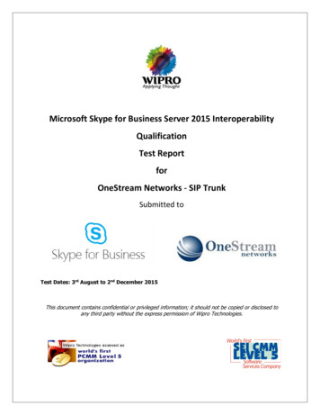 OneStream Networks MS Skype For Business UCIOP SIP .