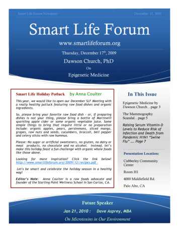 Smart Life Forum Newsletter December 17, 2009 Smart Life 