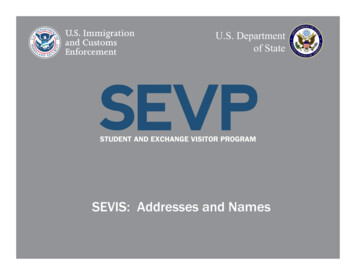 SEVIS: Addresses And Names