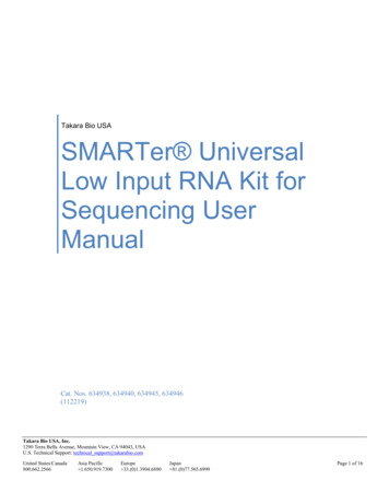 SMARTer Universal Low Input RNA Kit For Sequencing User .