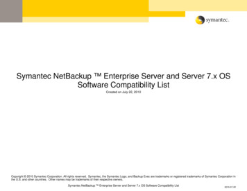 Symantec NetBackup Enterprise Server And Server 7.x OS .