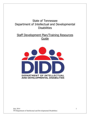 DIDD Staff Development Plan/Training Resources Guide