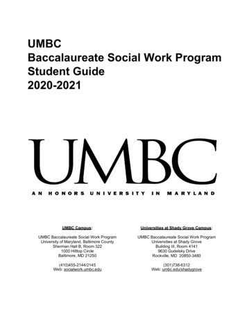 UMBC Baccalaureate Social Work Program Student Guide 