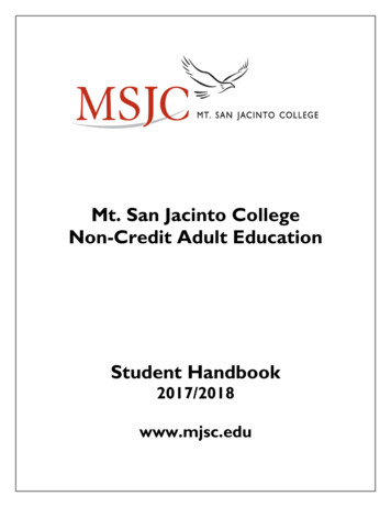 Mt. San Jacinto College Non-Credit Adult Education