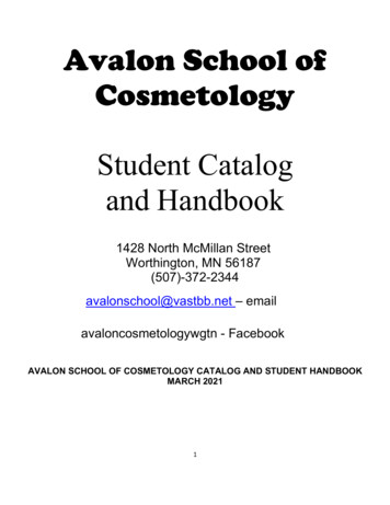 Avalon School Of Cosmetology Student Catalog And Handbook
