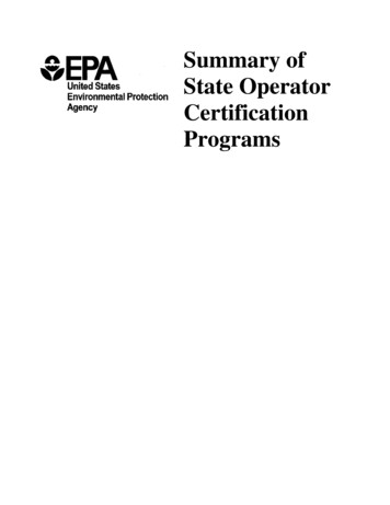 Summary Of State Operator Certification Programs
