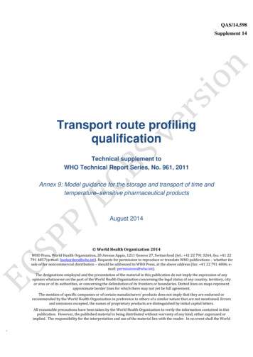Transport Route Profiling Qualification - WHO