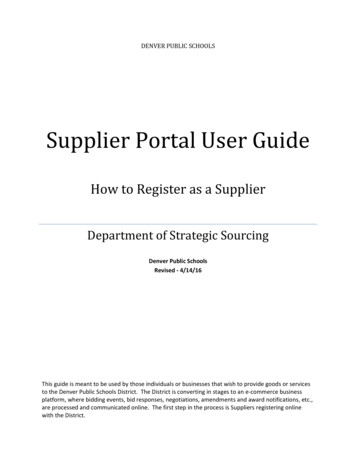 Supplier Portal User Guide - Denver Public Schools