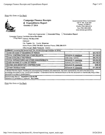 Campaign Finance Receipts Expenditures Report October 27 .