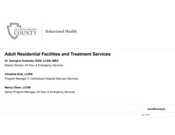 Adult Residential Facilities And Treatment Services
