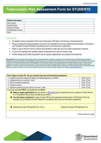 Tuberculosis Risk Assessment Form For STUDENTS