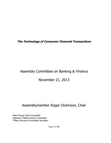 Assembly Committee On Banking & Finance