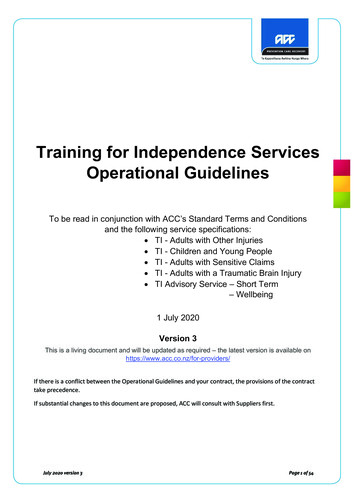 Training For Independence Services Operational . - ACC
