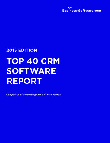 2014 EDITION 2015 EDITION TOP 10 TOP 40 CRM SOFTWARE 