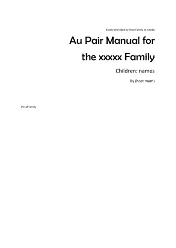 Au Pair Manual For The Xxxxx Family - Cloudinary
