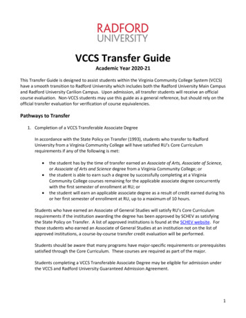 VCCS Transfer Guide - Radford