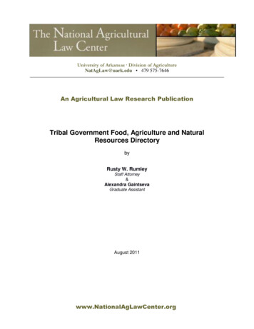 Tribal Government Food, Agriculture And Natural Resources .