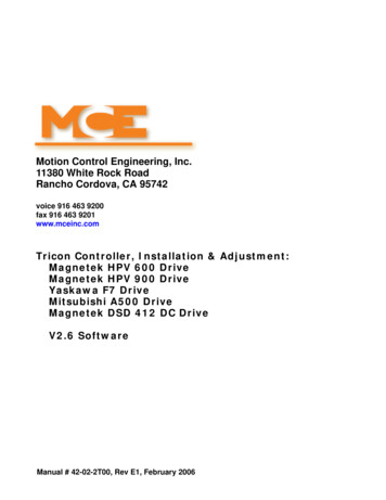 Tricon Controller, Installation & Adjustment: Magnetek HPV .