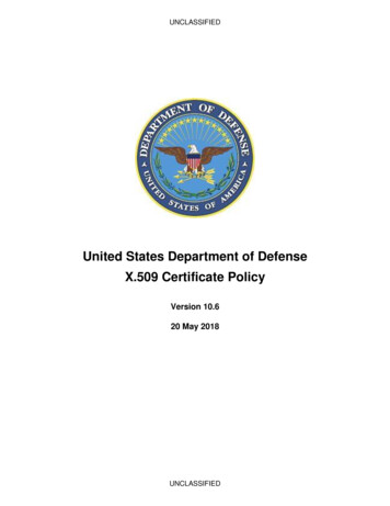 United States Department Of Defense X.509 Certificate Policy