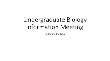 Undergraduate Biology Information Meeting - Rutgers 