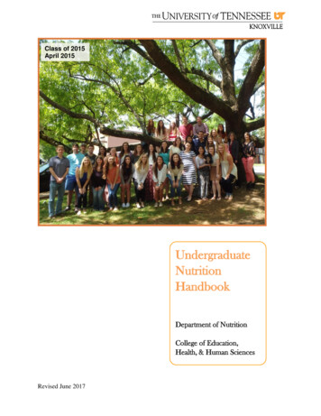 Class Of 2011 Undergraduate Nutrition Handbook