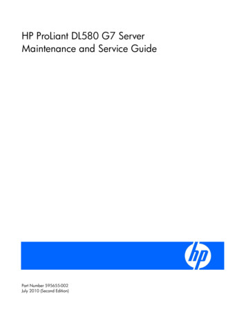 HP ProLiant DL580 G7 Server Maintenance And Service 