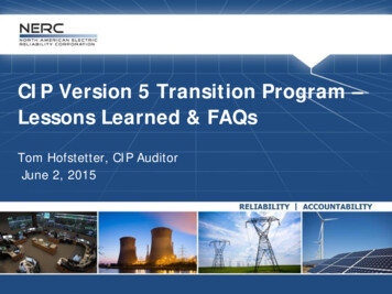 CIP Version 5 Transition Program – Lessons Learned & FAQs
