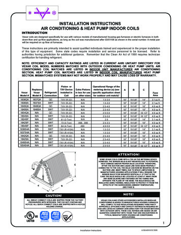 INSTALLATION INSTRUCTIONS AIR CONDITIONING & HEAT 