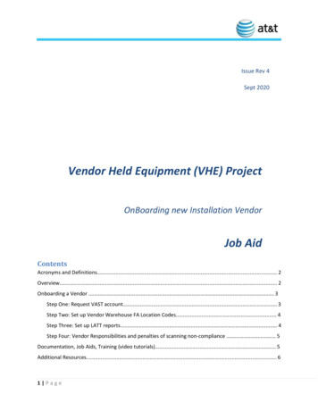 Vendor Held Equipment (VHE) Project