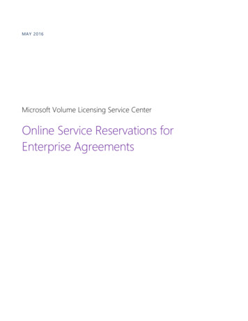 Online Service Reservations For Enterprise Agreements