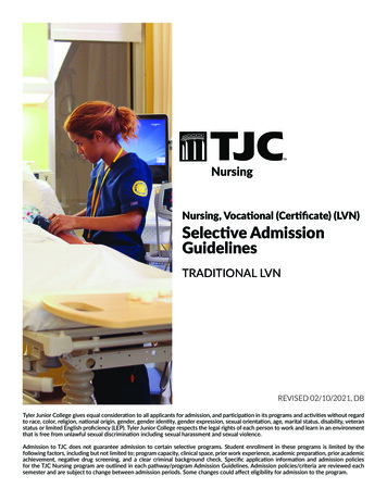 Nursing, Vocational (Certificate) (LVN) Selective . - TJC