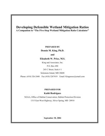 Developing Defensible Wetland Mitigation Ratios