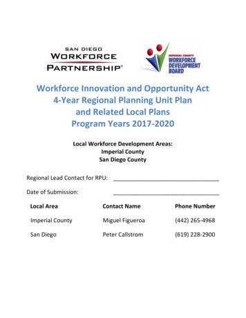 Workforce Innovation And Opportunity Act 4-Year Regional .