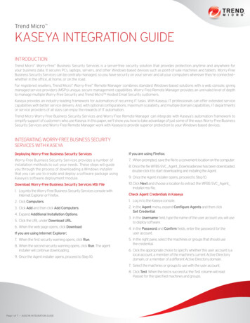 Trend Micro And Kaseya Integration Guide