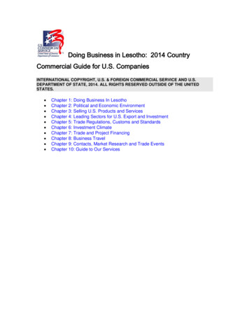 Doing Business In Lesotho: 2014 Country Commercial Guide .