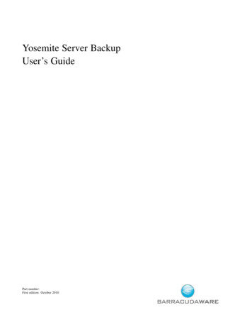 Yosemite Server Backup User’s Guide - Optrics