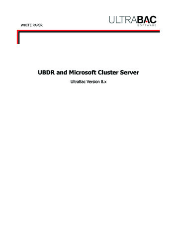 UBDR And Microsoft Cluster Server