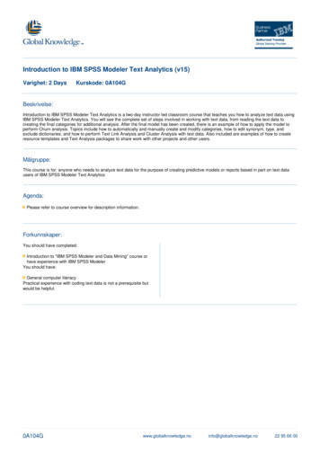 Introduction To IBM SPSS Modeler Text Analytics (v15)