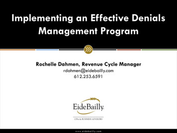 Implementing An Effective Denials Management Program