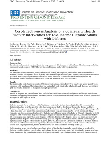 Cost-Effectiveness Analysis Of A Community Health Worker .