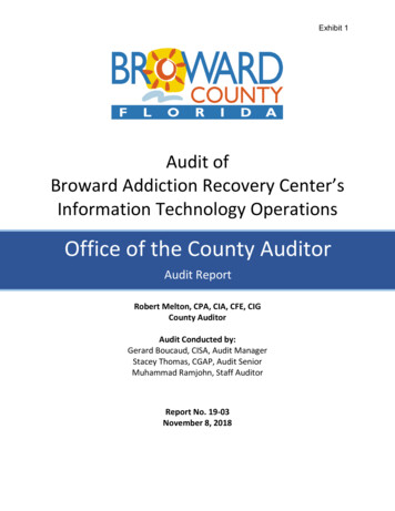 Audit Of Broward Addiction Recovery Center’s Information .