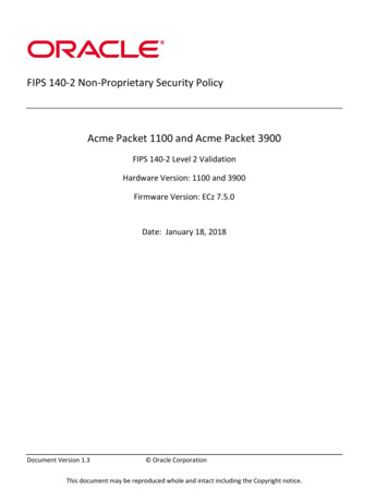 FIPS 140-2 Non-Proprietary Security Policy Acme Packet .