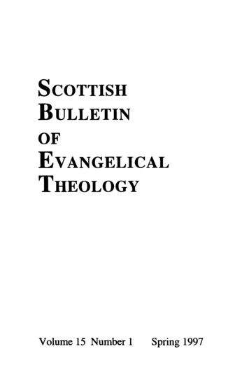 ScoTTISH BuLLETIN OF EvANGELICAL THEOLOGY